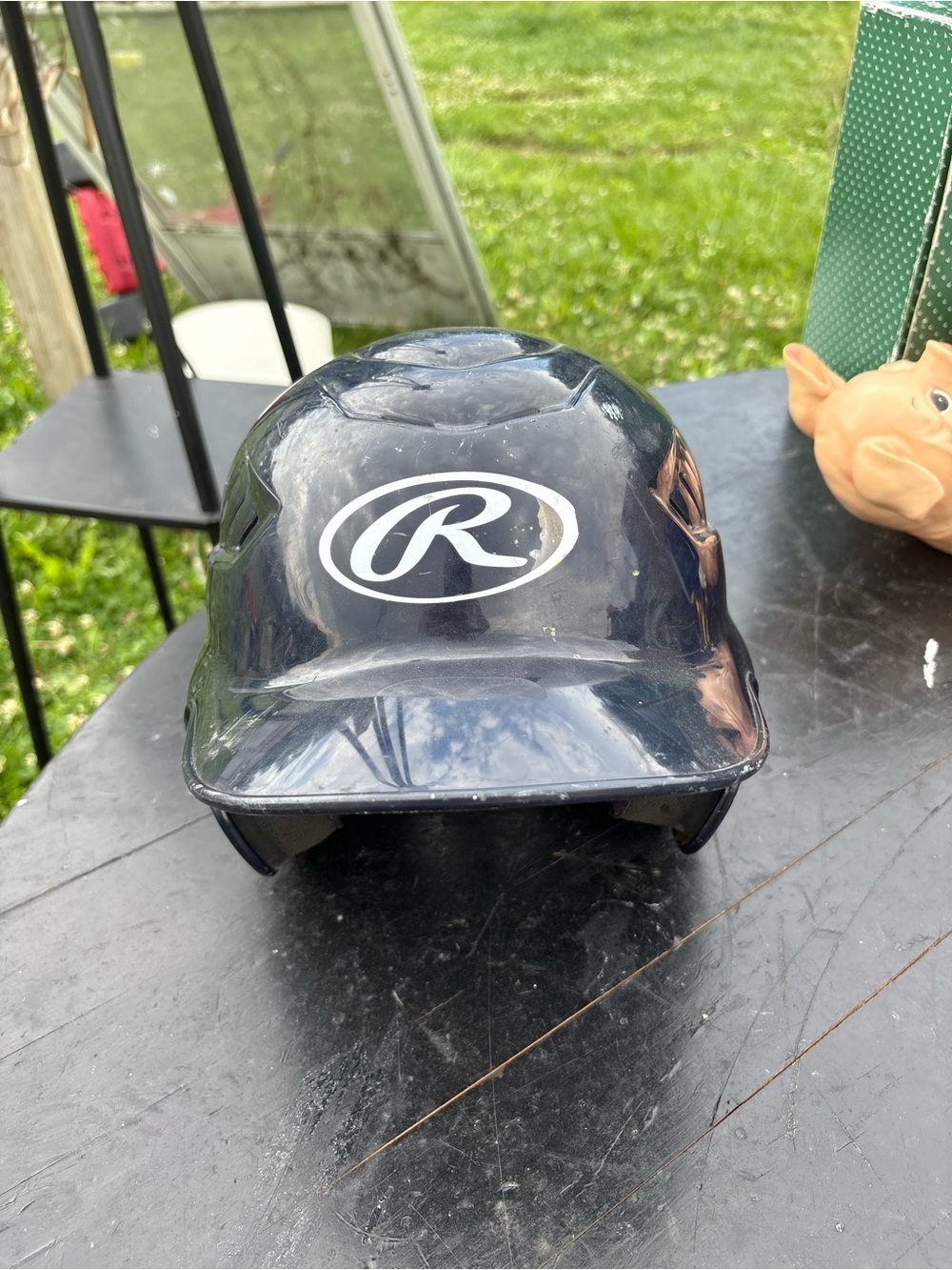 Rawlings Dark Blue Batting Helmet with White R Logo